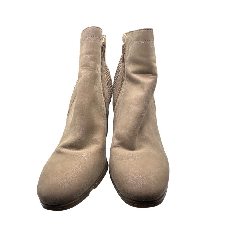 Jessica‎ Carlyle Taupe Suede Woven Block Heel Ankle Boots Size 7